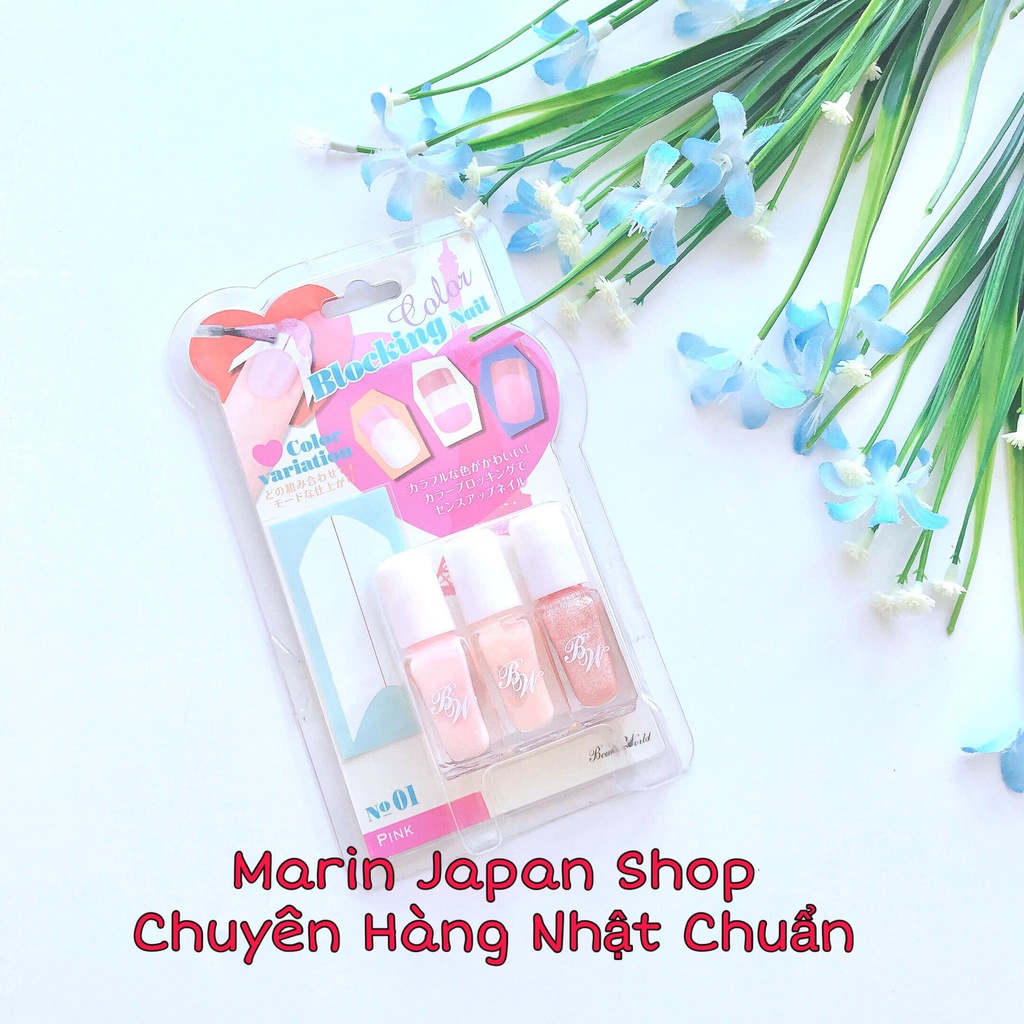 (Sale 60%) Sét 3 lọ sơn móng tay Color Blocking Nail Nhật Bản