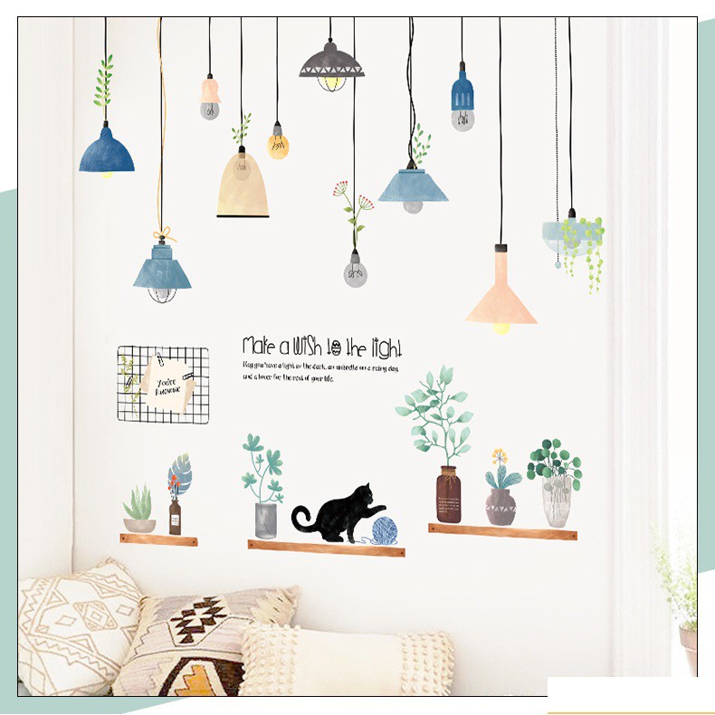 Decal dán tường Đèn con mèo A10 - Decal dán tường Hàn Quốc | BigBuy360 - bigbuy360.vn