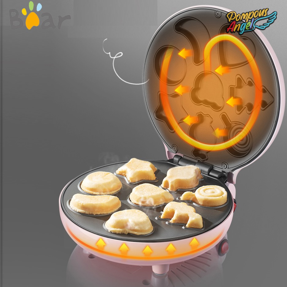 Máy nướng bánh hình thú BEAR DGJ-A06E1 màu hồng/xanh , chống dính bảo hành 12 tháng