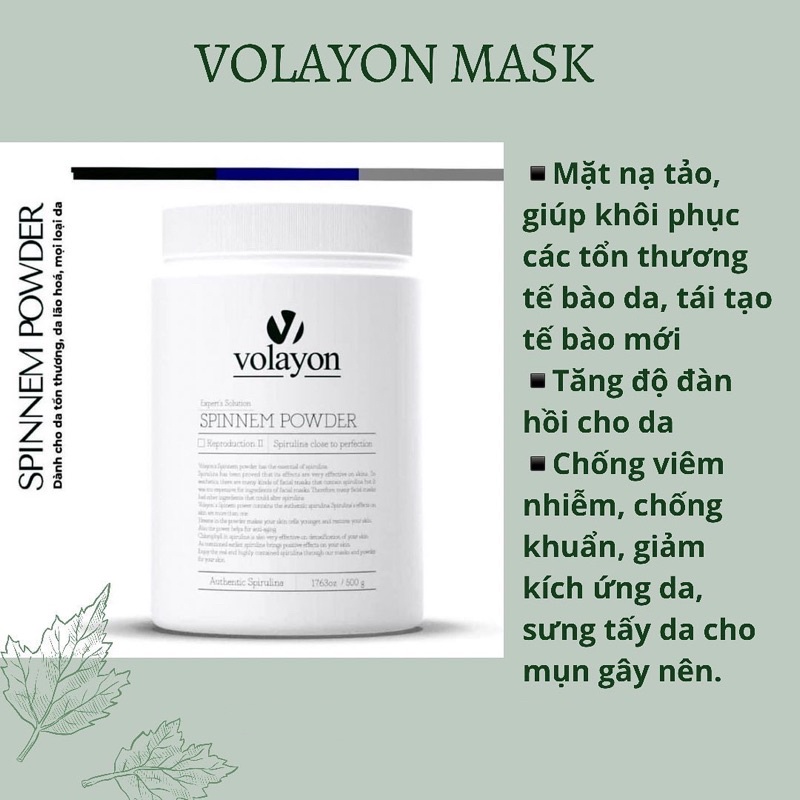 Mặt Nạ Tảo Volayon cao cấp chuyên dùng trong các spa chuyên nghiệp, cấp ẩm phục hồi căng bóng da - Chính hãng