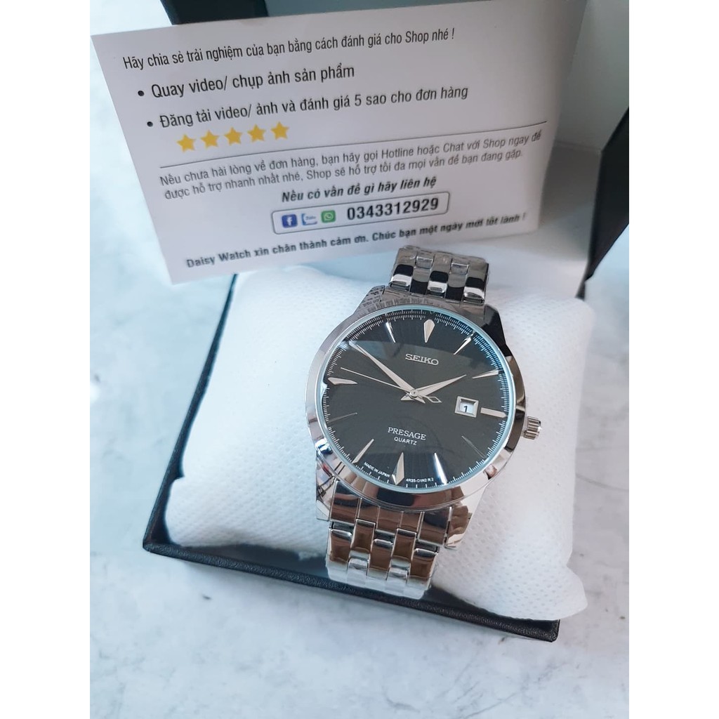 Đồng hồ Seik.0 nam lịch lãm - Khung thép không gỉ siêu bền- Mặt kính cong chống sước seiko-Shop