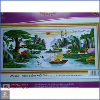Freeship Tranh thêu chữ thập THUẬN BUỒM XUÔI GIÓ KÍCH THƯỚC LỚN LV3069(190×93cm)chưa thêu. (Hàng cao cấp)