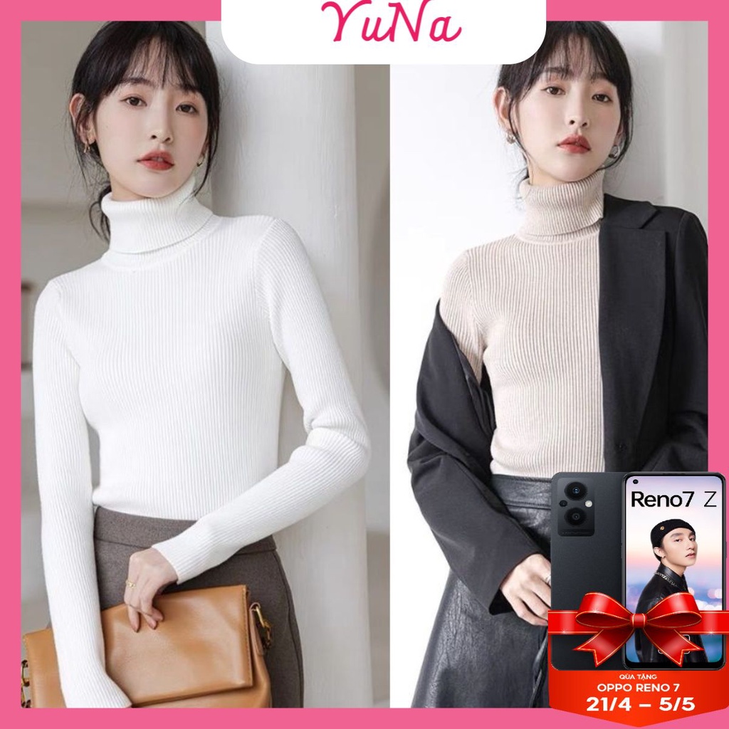 Áo len nữ Maika cổ lọ nhiều màu sắc siêu ấm và siêu mềm mịn, phụ kiện thời trang nữ YUNA