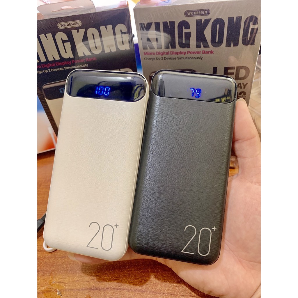 Sạc dự phòng Samsung 20000mAh 💖 CHÍNH HÃNG 💖 Cục pin dự phòng WK  WP-168 20000Mah, có đèn led báo % pin bảo hành 6 tháng