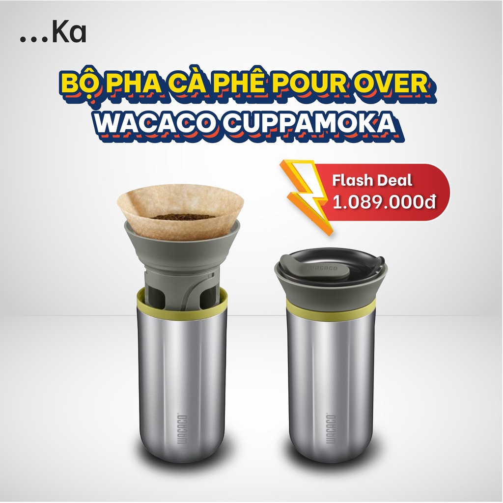 Bộ pha cà phê Pour Over Wacaco Cuppamoka, Bình pha Pour Over kèm bình giữ nhiệt nhỏ gọn thuận tiện mang du lịch dã ngoại