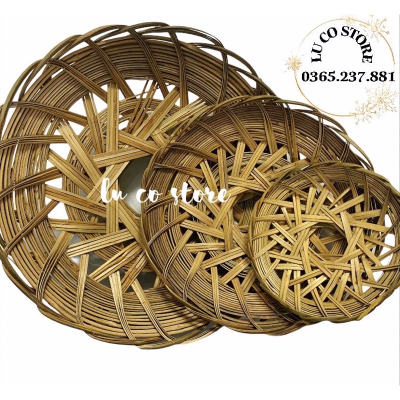 Rế lót nồi trang trí tường đan tre