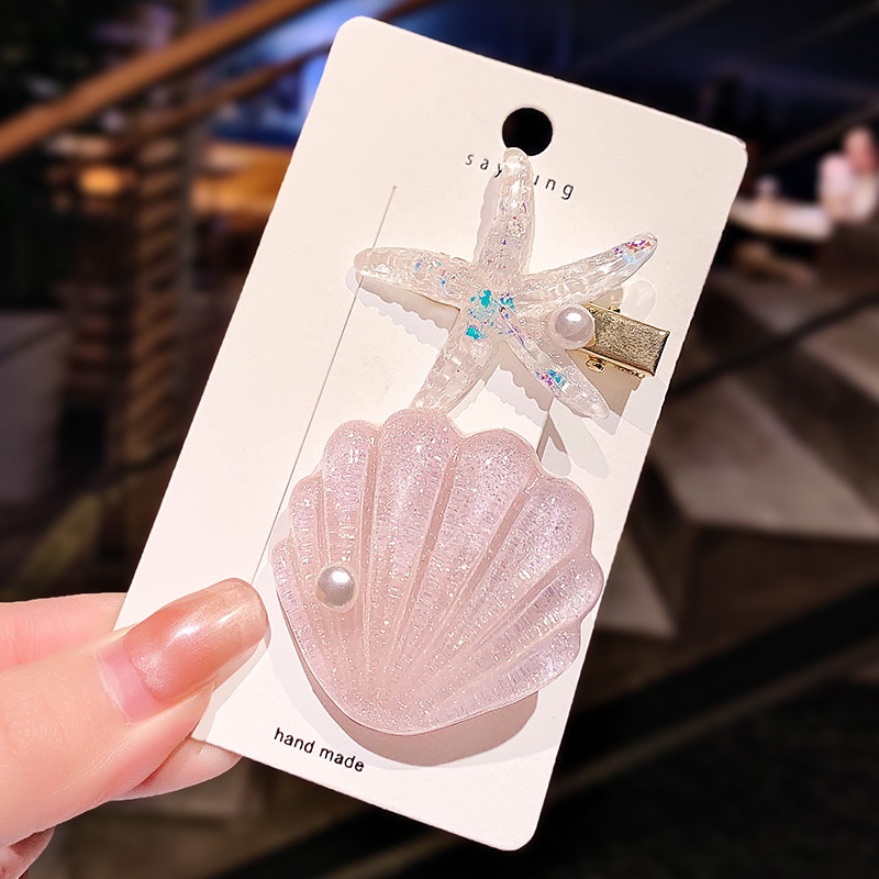 Bộ Kẹp Tóc Hình Vỏ Sò/Sao Biển Kiểu Hàn Quốc Dễ Thương Xinh Xắn