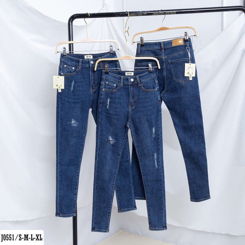 Quần Jean Nữ Ôm Lưng 1 Nút Cao Rách Nhẹ J0551 - Jeany