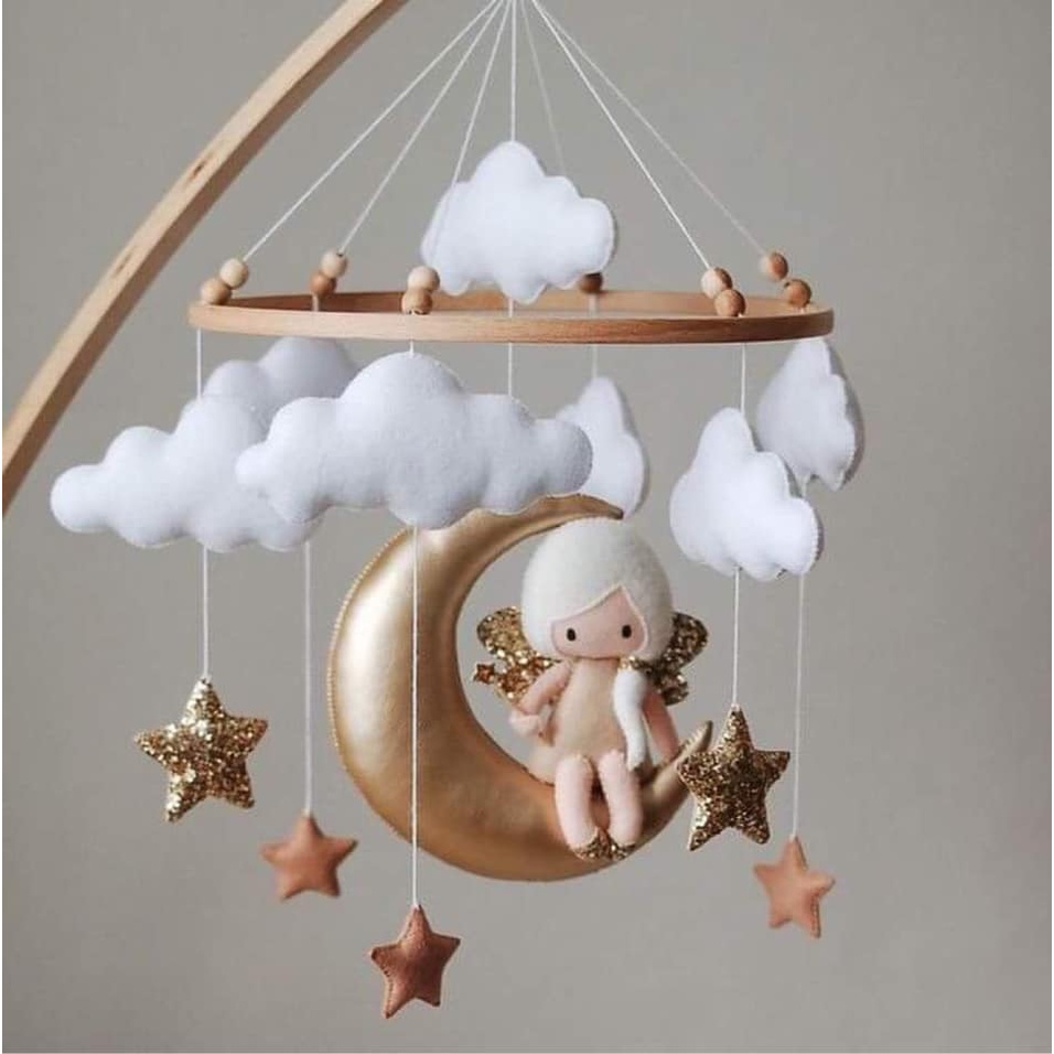 (Tặng kèm bảng tên cho bé) Bộ treo nôi cũi cho bé gái handmade MS11