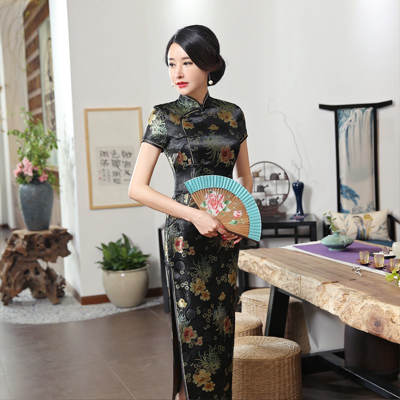 Chinese Traditional Long Cheongsam Plus Size Vintage Slim Female Women Qipao Dress