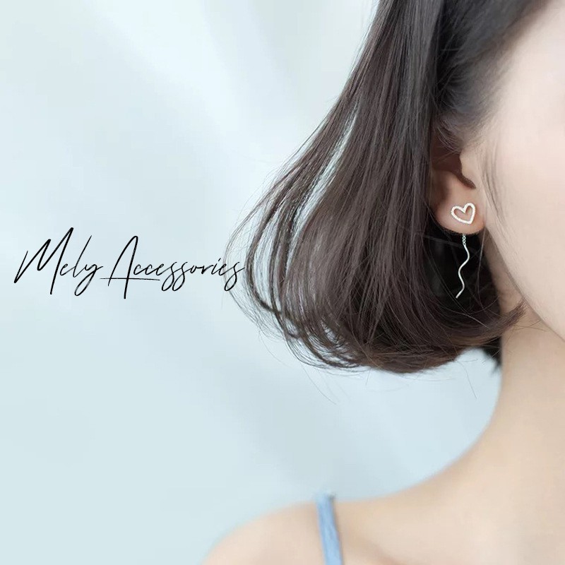 BÔNG TAI BẠC HÌNH TIM DÀI - MELY B48