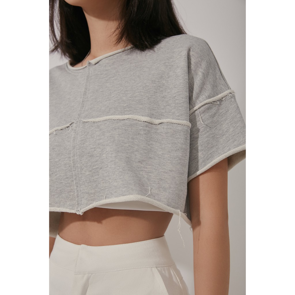 Là min - Áo Croptop Màu Xám