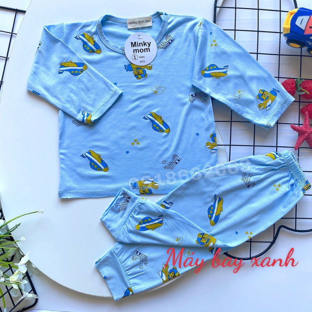 (Video+ ảnh thật) Bộ dài tay bé trai, bé gái Minky Mom in Họa tiết ngộ nghĩnh (vải thun lạnh) size 3-18kg