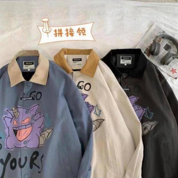 Áo khoác sơ mi có cổ Sticker Go Yours, áo sơ mi kaki nam nữ cúc bấm cổ bẻ độc lạ hàng đủ size | BigBuy360 - bigbuy360.vn