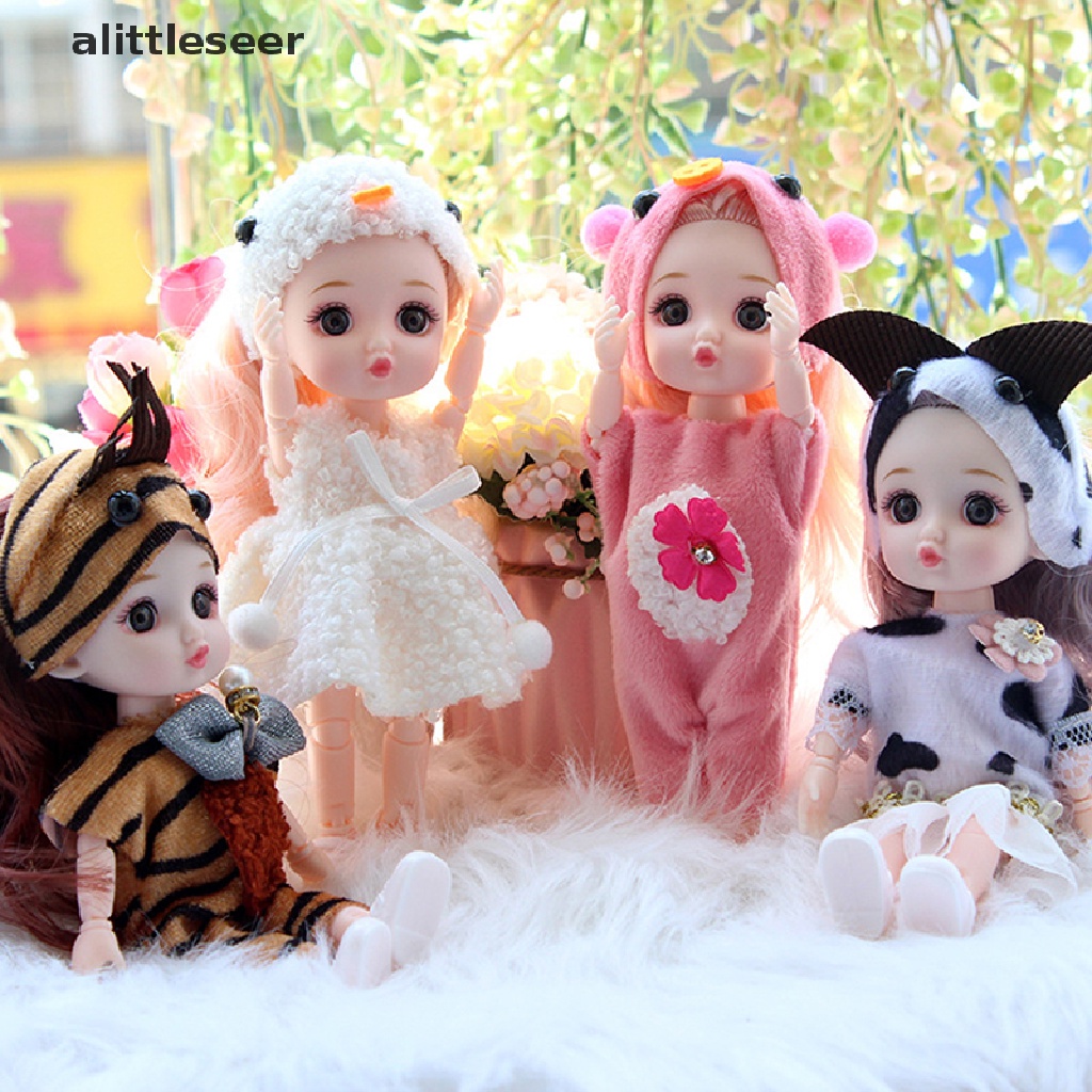 Búp Bê Mini 16Cm Mắt To 3D Có Khớp Cử Động 13 Khớp Nối DIY