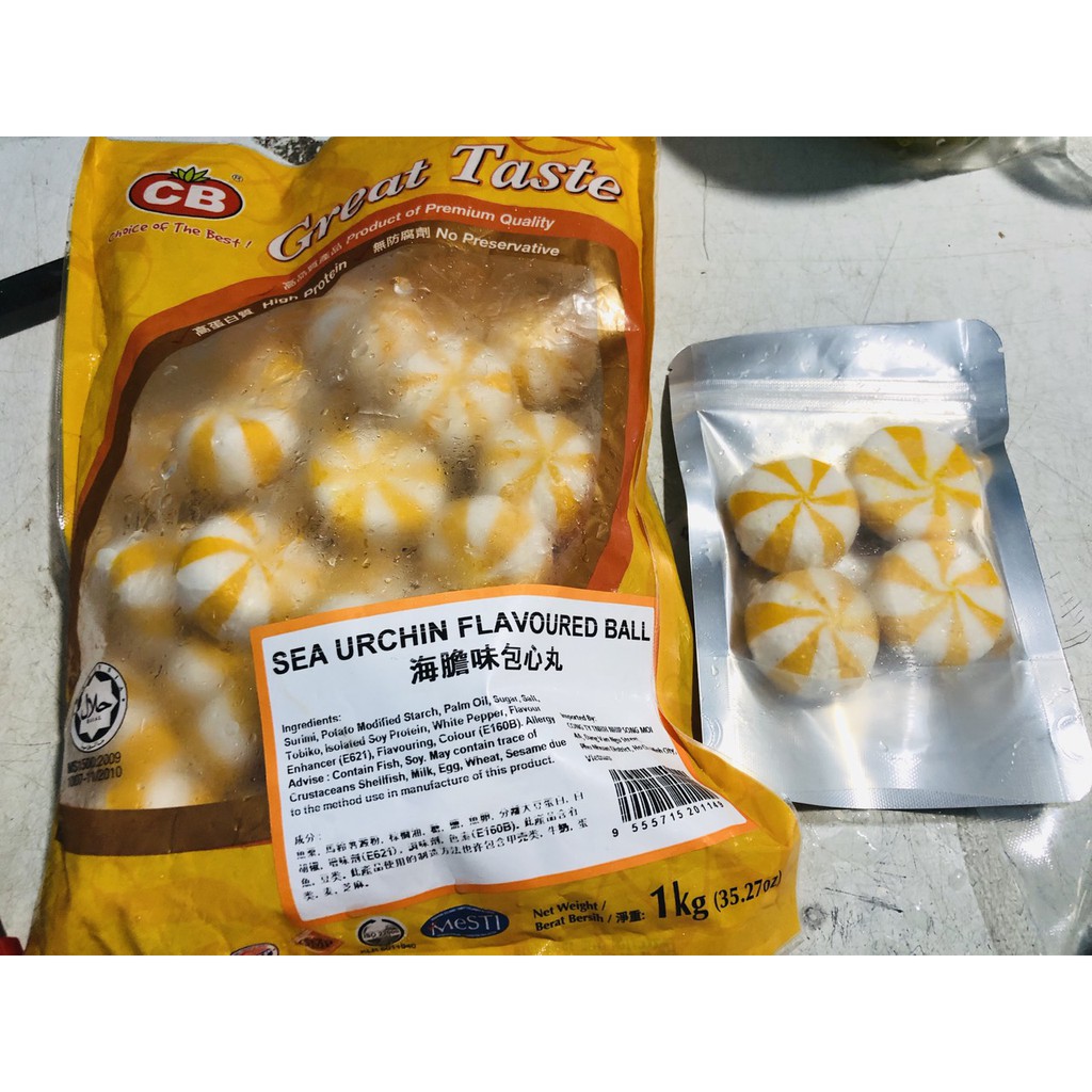 100g cá viên nhân trứng nhím biển nhập khẩu malaysia (vàng)