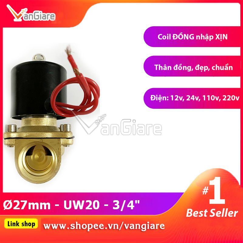 [Van đẹp, đúng hiệu] Van điện từ phi 27 UW20 UniD (Coil nhập Xịn)