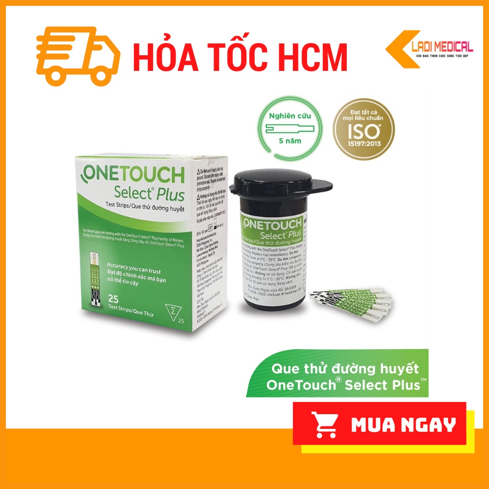 Que thử đường huyết OneTouch Select Plus 25 que/hộp