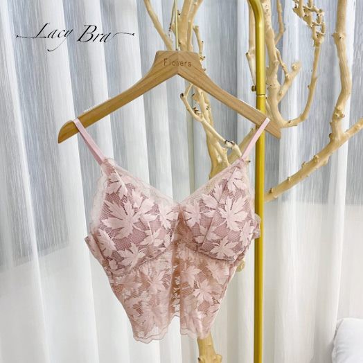 Áo Bra Ren Lưới Mềm Họa Tiết Lá Xinh Xắn Lacy Bra - AL28