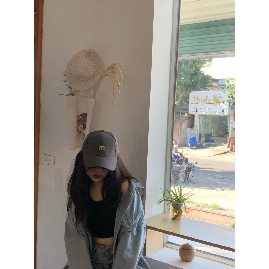 Mũ lưỡi chai nam nữ nón kết thêu chữ M hoặc trơn phong cách ulzzang LK230