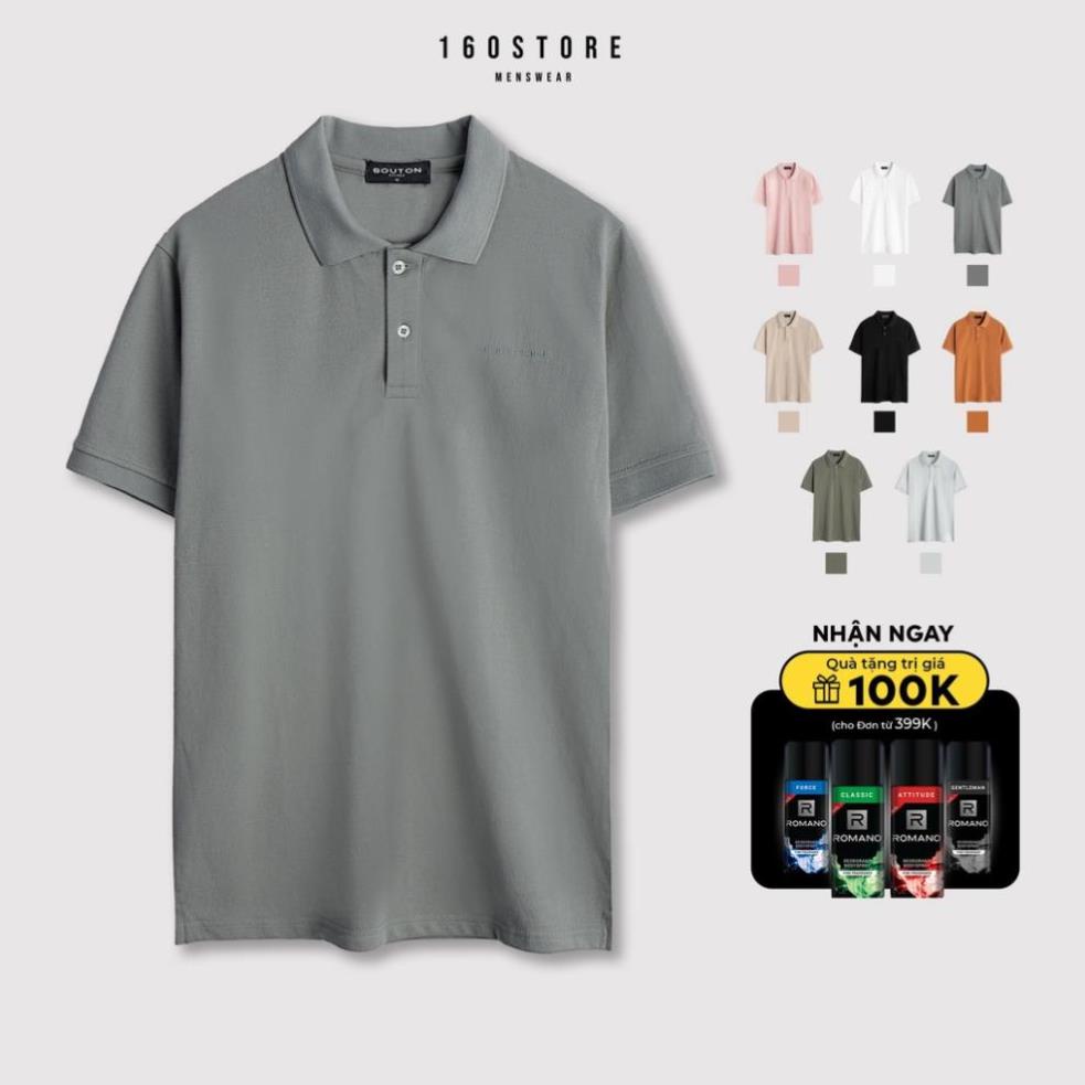 Áo Thun Polo Nam, Áo Phông Polo Nam Có Cổ Tay Ngắn Basic Vải Cá Sấu Cotton Cao Cấp BOUTON PLEC0001 160STORE New !