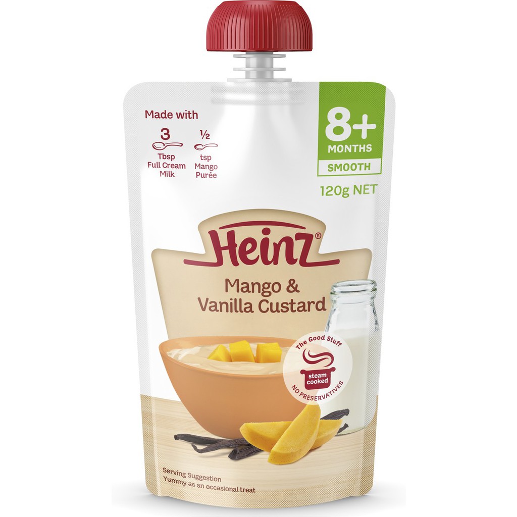 [Có tem Date 6-2021] Hoa quả nghiền Váng sữa Heinz Custard Úc