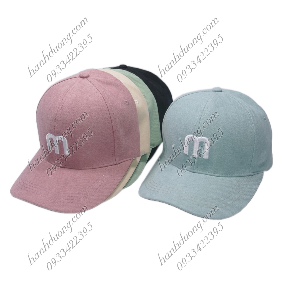 Mũ lưỡi trai M nón kết nhung thêu chữ M phong cách UIzzang form unisex nam nữ thời trang