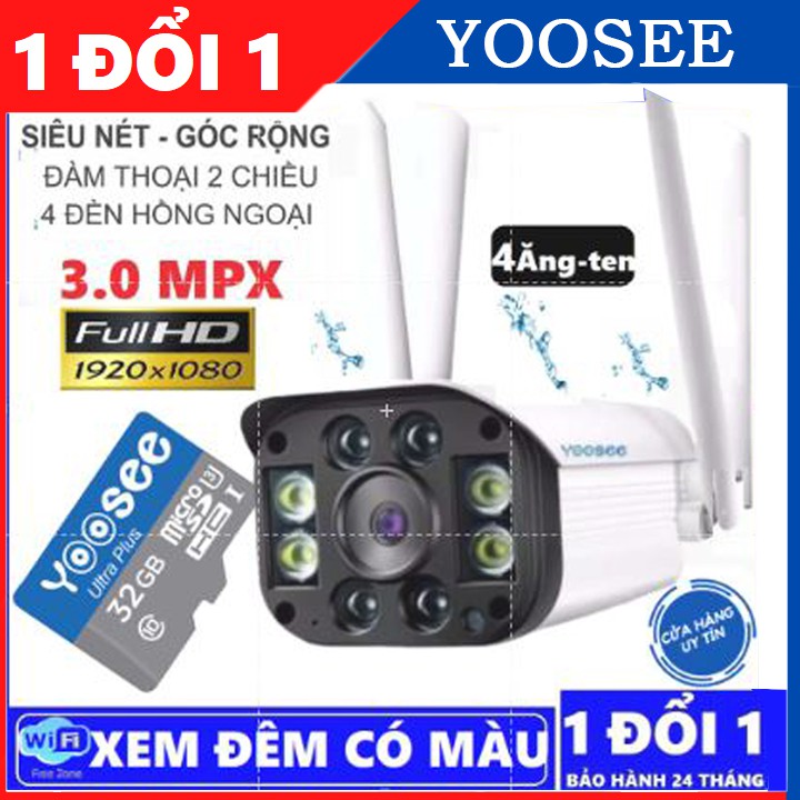 Camera yoosee ngoài trời 3.0 mpx siêu nét kèm thẻ chính hãng