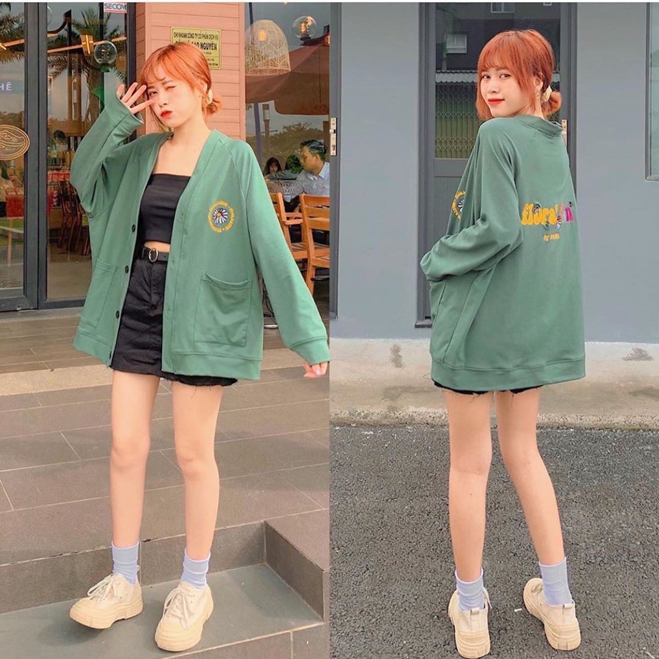 [HÌNH THẬT] Áo Khoác Cardigan Nữ Hàn Quốc FLORAL FUN Thêu Hoa Unisex, Áo Khoác Nhẹ Thu Đông