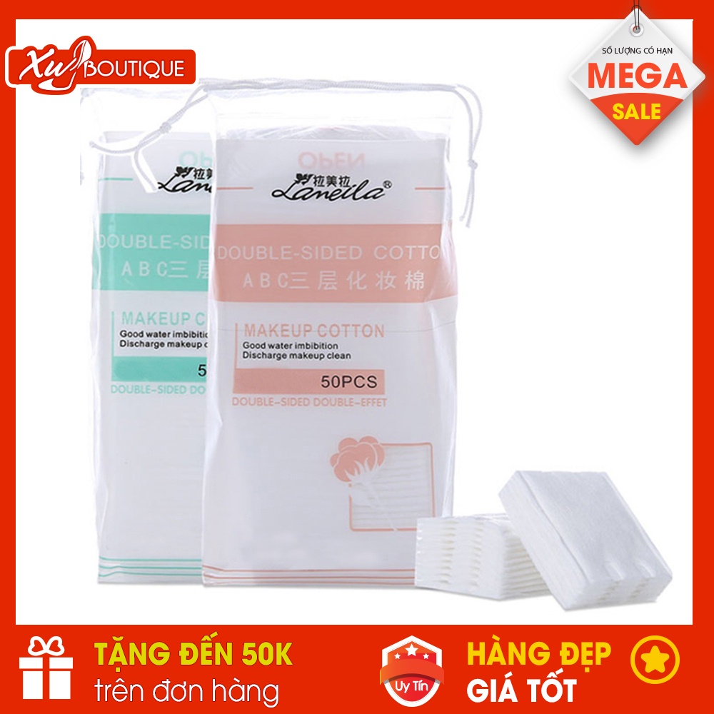 Túi 50 Khăn Giấy Thấm Dầu, Bông Tẩy Trang Lameila