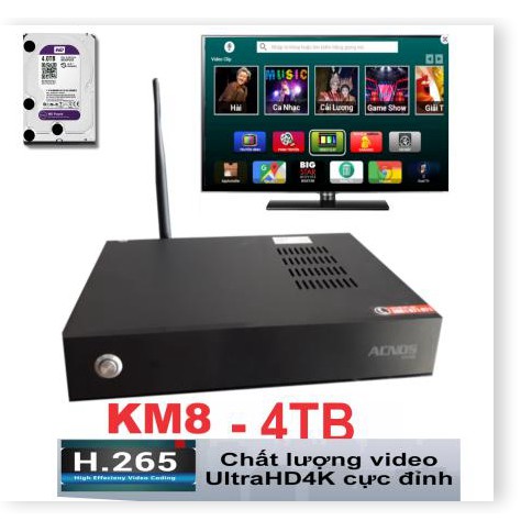 Đầu karaoke wifi Online & Offline HDD 4 TB Android Acnos KM8