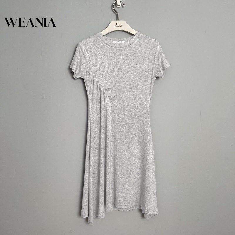 Đầm Cotton Ngắn Tay Xếp Ly Ôm Dáng Gợi Cảm Chất Lượng Dành Cho Nữ