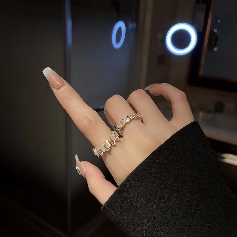 Nhẫn Đính Đá Zirconia Thời Trang Không Gây Dị Ứng Có Thể Điều Chỉnh Cho Nữ