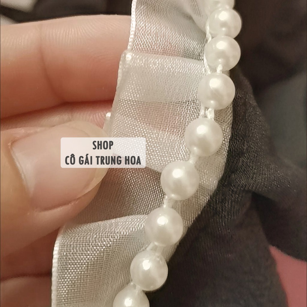 Váy/Đầm cổ vuông voan nhún phối ren ngọc chun eo dáng xòe qua gối