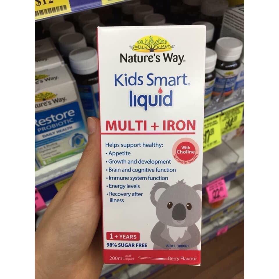 Vitamin tổng hợp cho bé từ 1 tuổi Nature's Way Kids Smart Liquid Multi + Iron