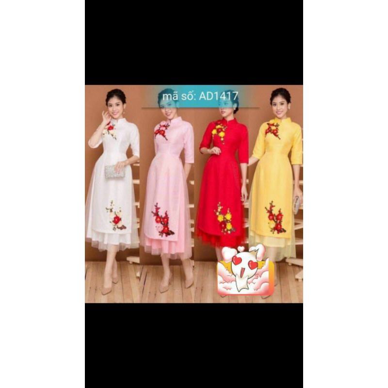 Áo dài kết hoa nổi