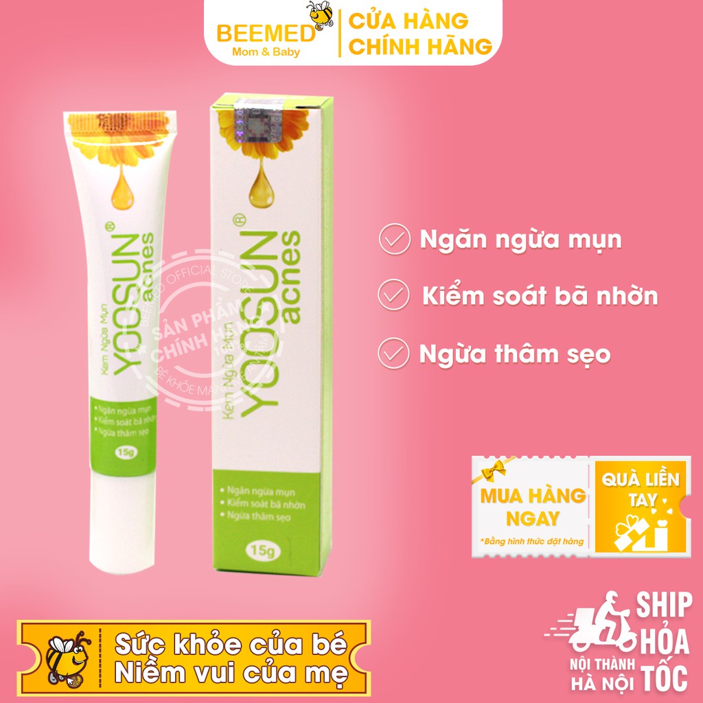 Yoosun Acnes - Kem ngừa mụn Yoosun Acnes tuýp 15g - sạch mụn, thâm từ thảo dược, cho da dầu, khô, mụn mủ cho nam nữ