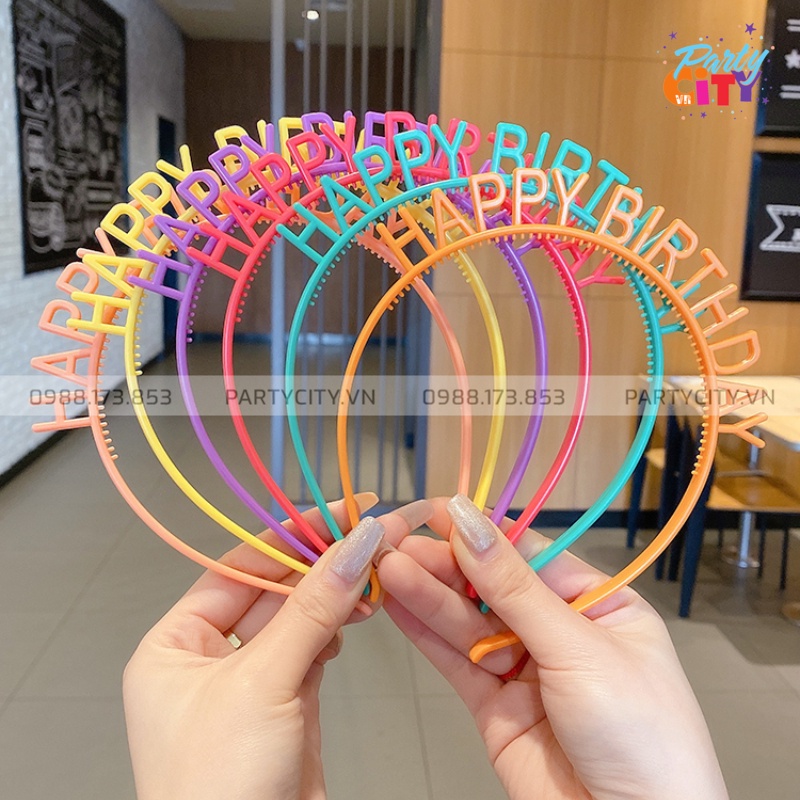 Bờm, Băng Đô Cài Tóc HAPPY BIRTHDAY Bằng Nhựa siêu đáng yêu cho bạn gái