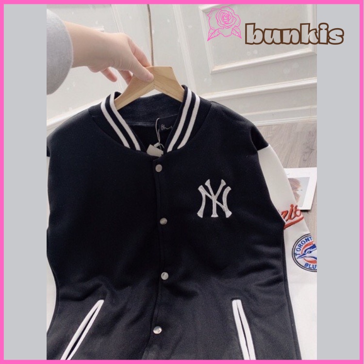 Áo Bomber NY Chất Nỉ Trong Lót Lông, Logo Thêu Cúc Bấm | BigBuy360 - bigbuy360.vn