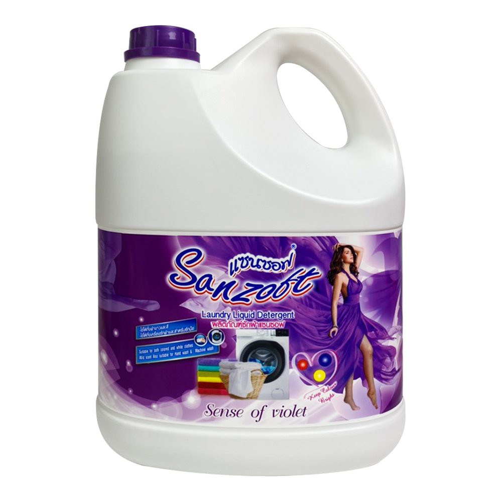 Giặt xả đậm đặc Thái Lan SANZOFT 3500ml hương nồng nàn hoa Violet - can trắng tím