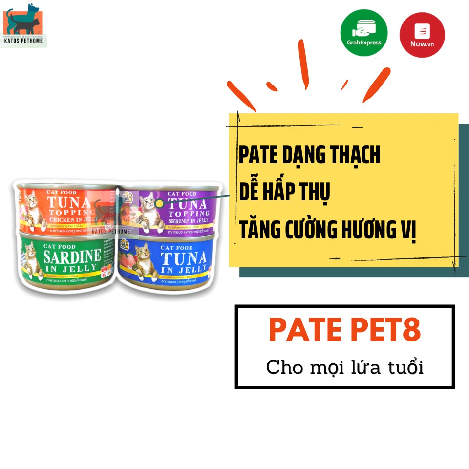 Pate PET8 lon 85gr hàng Thái