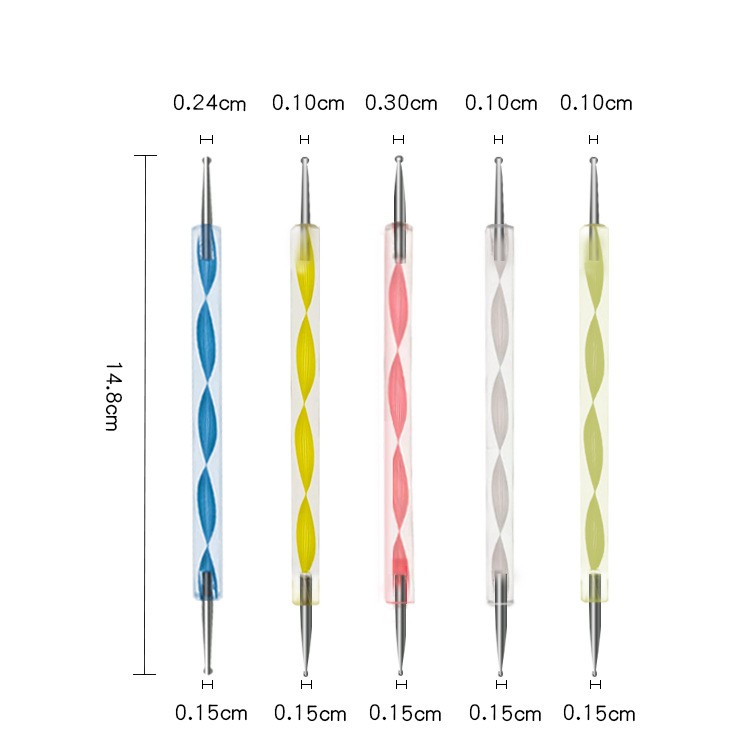 Bộ 5 cây chấm bi nail đủ kích thước làm dụng cụ nail trang trí móng-ĐỒ NAIL VIỆT