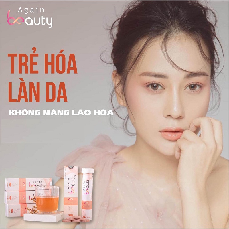 [3 tặng 1] Again Beauty - Viên sủi collagen chính hãng hộp 20v giúp trắng da, mờ nám, trẻ hoá da - Kazila