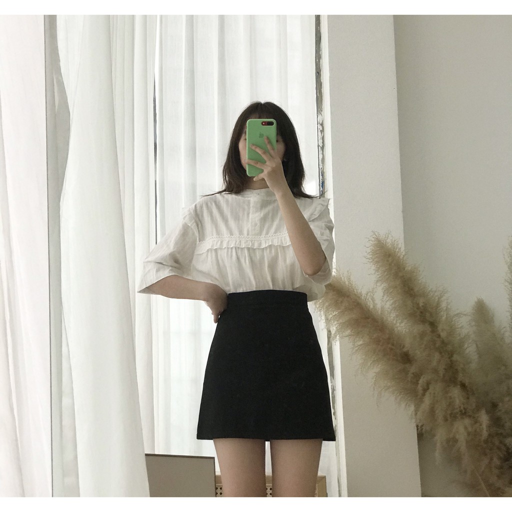 [Ảnh thật] Chân váy trơn dáng chữ A phong cách hàn quốc dành cho nữ