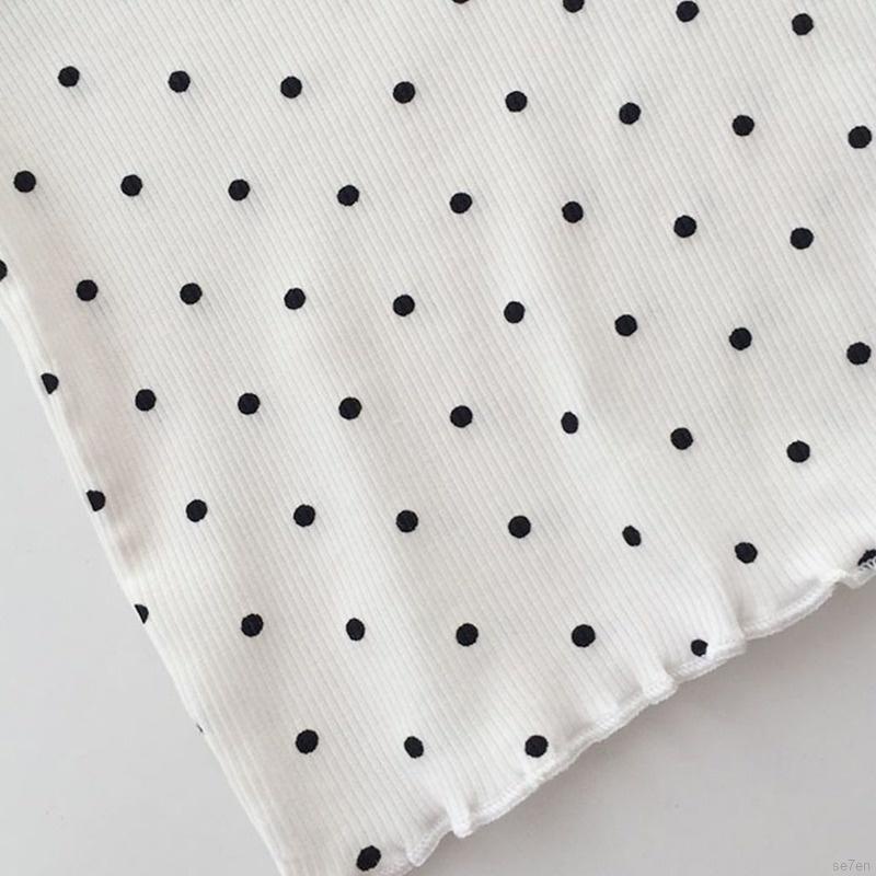 Bộ đồ ngủ ngắn tay họa tiết chấm bi phong cách Hàn Quốc dành cho nữ