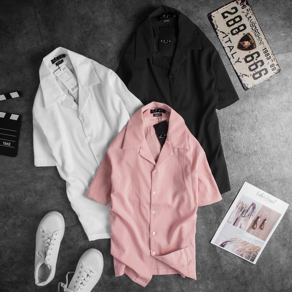 Áo Sơ Mi Nam Cổ Vest Màu Trơn