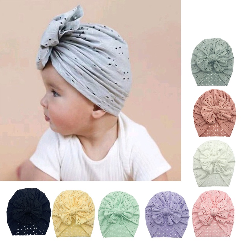 Mũ Polyester Thắt Nơ Thoáng Khí Thời Trang Mùa Hè Cho Bé Sơ Sinh