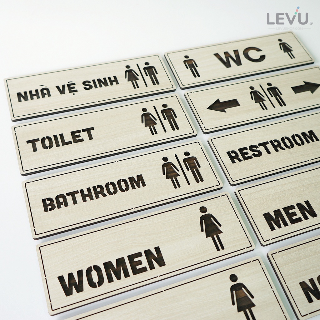 Bảng tên phòng dán cửa nhà vệ sinh WC Toilet Resroom Bathroom LEVU TL29S