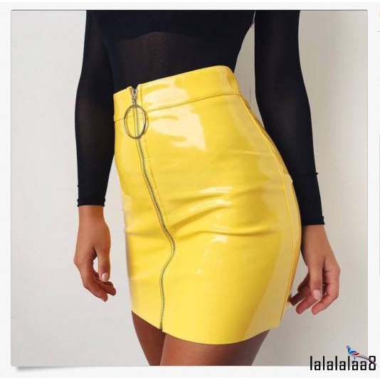 Chân váy da PU lưng cao phối khóa kéo thời trang cho nữ | BigBuy360 - bigbuy360.vn