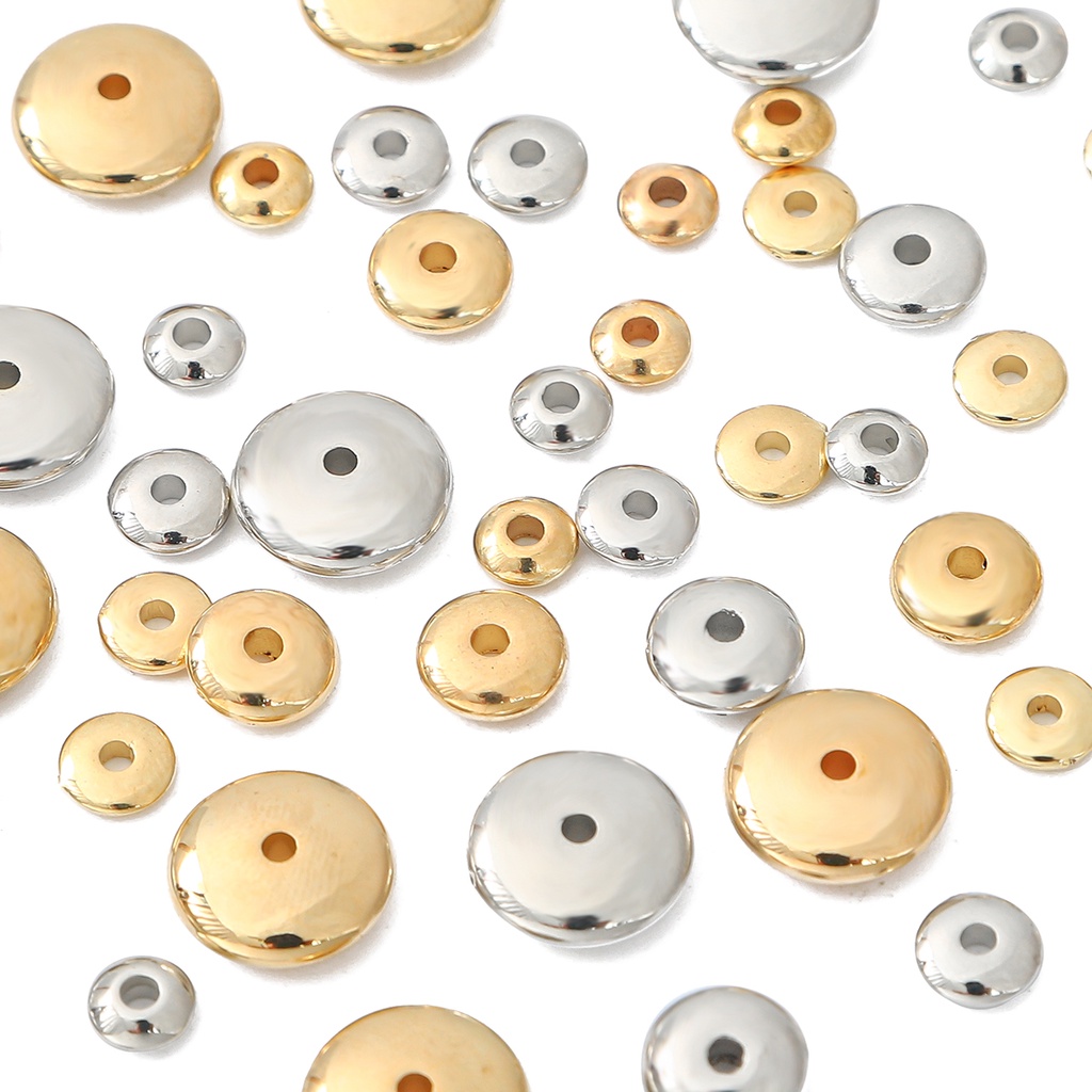 Chuỗi hạt tròn dẹt lỗ xỏ lớn dành cho làm trang sức DIY